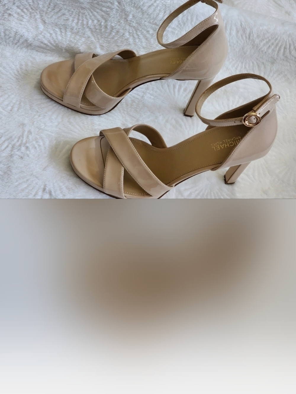 MICHAEL MICHAEL KORS Alexia Patent Leather Beige Stiletto Sandals 7M MSRP $155 - Picture 2 of 16